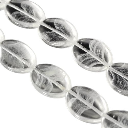 Glass -  Flat Oval - Raked Glow in the Dark Crystal