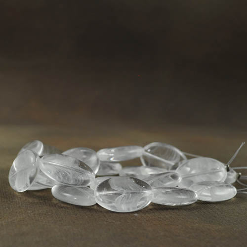 Glass -  Flat Oval - Raked Glow in the Dark Crystal