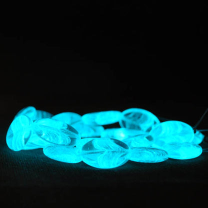 Glass -  Flat Oval - Raked Glow in the Dark Crystal