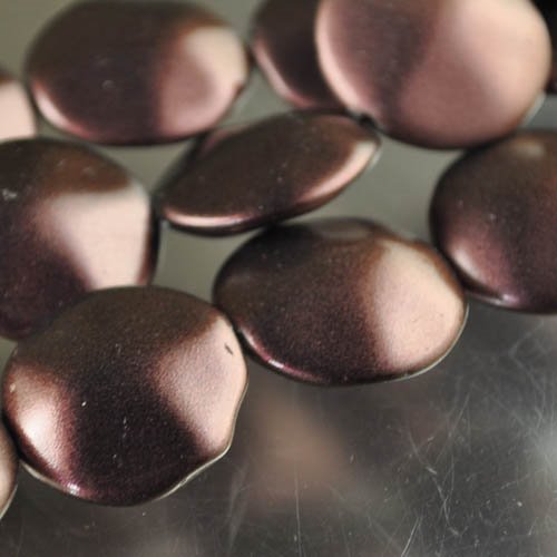 Glass Bead Beaten Coin - 20mm - Metallic Ganache