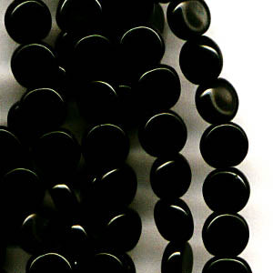 Glass - 6mm Flat Round - Jet (strand 30)