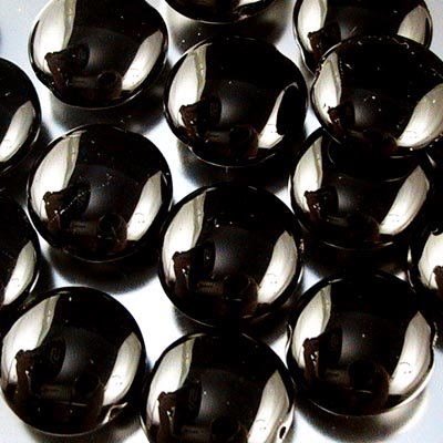 Glass Beads - 14mm - Smartie Lentil - Glossy Black (5)