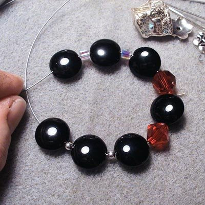 Glass Beads - 14mm - Smartie Lentil - Glossy Black (5)