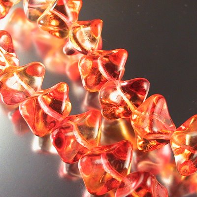 Glass - 15x11mm Pinched Squares - Fire Opal (25)