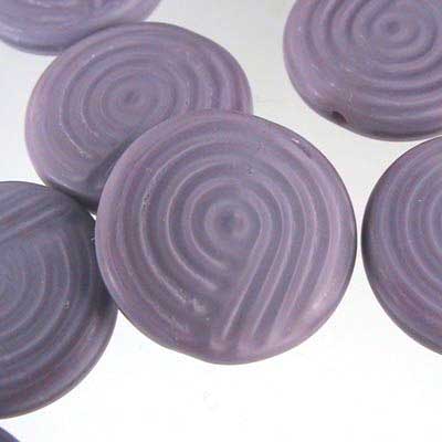 Glass Beads - 17mm - A-mazing Flat Round - Matt Plum Silk