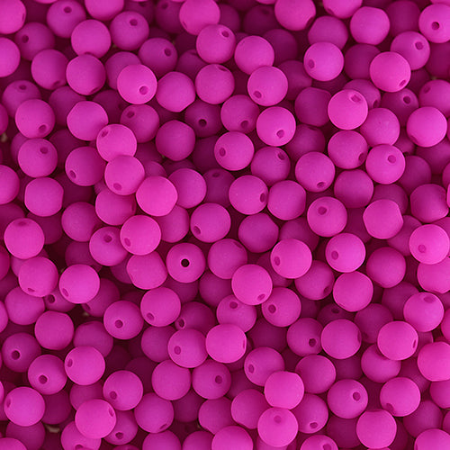 Velvet Beads Round - 4mm - Velvet Fuchsia (46pcs)