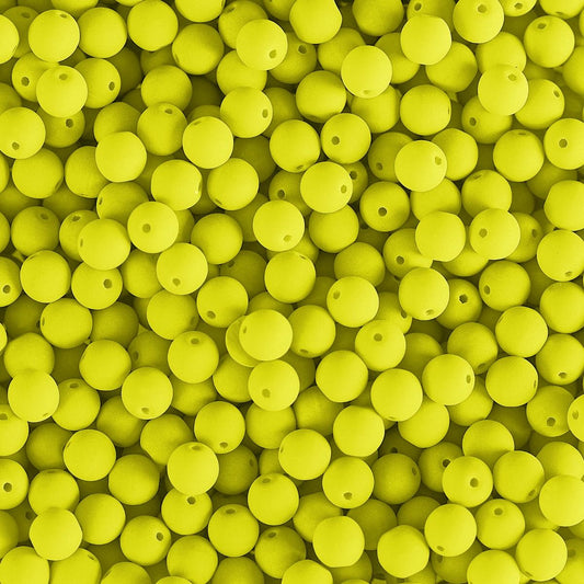 Velvet Beads Round - 4mm - Velvet Neon Yellow (46pcs)