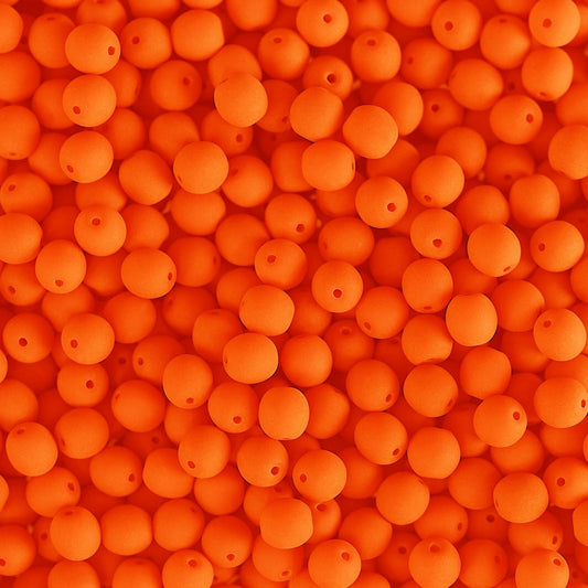 Velvet Beads Round - 4mm - Velvet Neon Orange (46pcs)