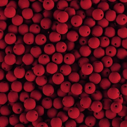 Velvet Beads Round - 4mm - Velvet Cherry (46pcs)