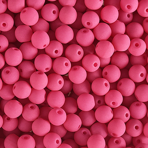 Velvet Beads Round - 6mm - Velvet Red Lychee (30pcs)