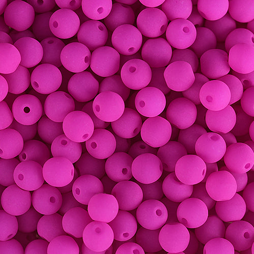 Velvet Beads Round - 6mm - Velvet Fuchsia (30pcs)
