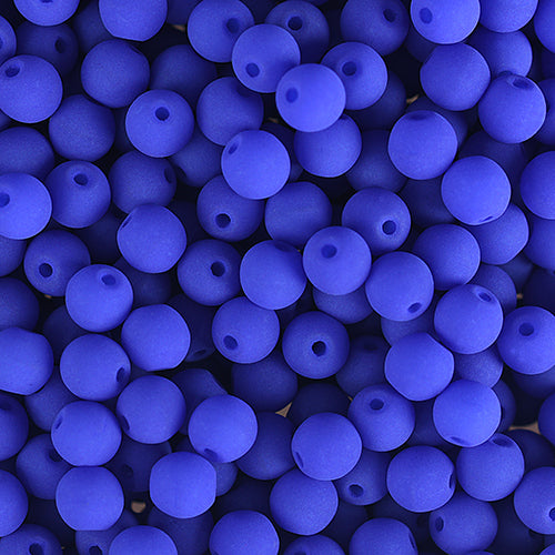 Velvet Beads Round - 6mm - Velvet Blue (30pcs)