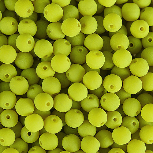 Velvet Beads Round - 6mm - Velvet Yellow Green (30pcs)