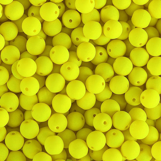 Velvet Beads Round - 6mm - Velvet Neon Yellow (30pcs)