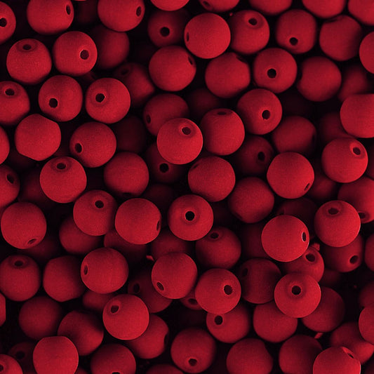 Velvet Beads Round - 6mm - Velvet Cherry (30pcs)