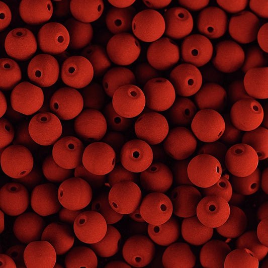 Velvet Beads Round - 6mm - Velvet Red Coral (30pcs)