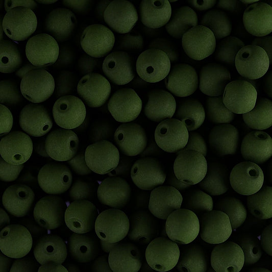 Velvet Beads Round - 6mm - Velvet Dark Green (30pcs)
