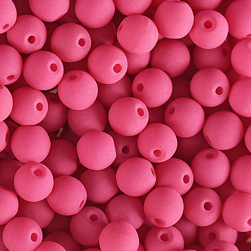 Velvet Beads Round - 8mm - Velvet Red Lychee (23pcs)