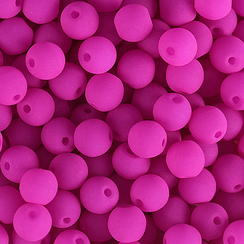 Velvet Beads Round - 8mm - Velvet Fuchsia (23pcs)