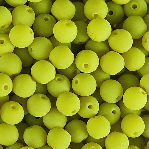 Velvet Beads Round - 8mm - Velvet Yellow Green (23pcs)