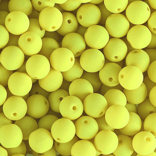 Velvet Beads Round - 8mm - Velvet Soft Yellow (23pcs)