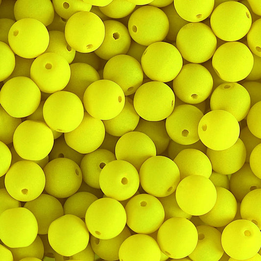 Velvet Beads Round - 8mm - Velvet Neon Yellow (23pcs)