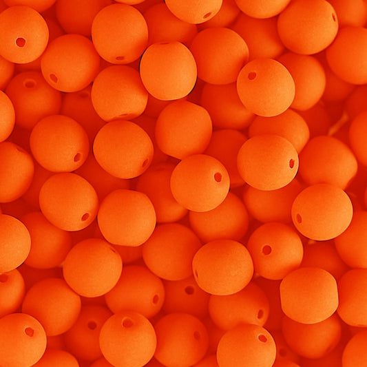 Velvet Beads Round - 8mm - Velvet Neon Orange (23pcs)