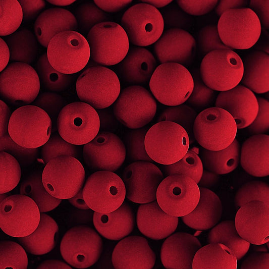 Velvet Beads Round - 8mm - Velvet Cherry (23pcs)