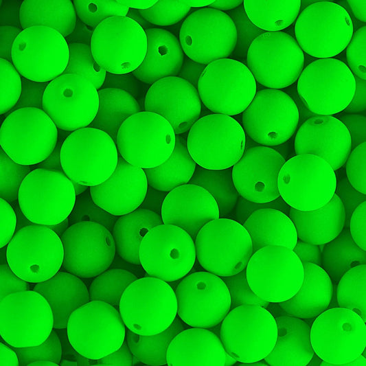 Velvet Beads Round - 8mm - Velvet Neon Green (23pcs)