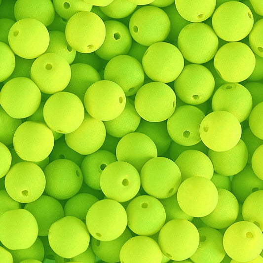 Velvet Beads Round - 8mm - Velvet Neon Lime (23pcs)