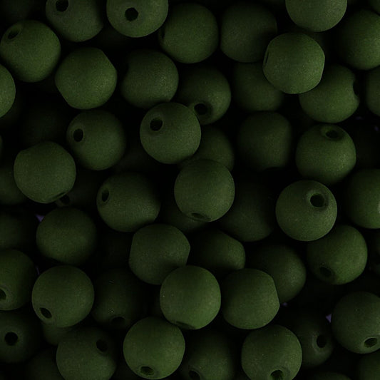 Velvet Beads Round - 8mm - Velvet Dark Green (23pcs)