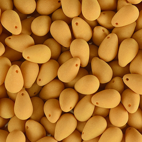 Velvet Beads Drop - 6x9mm - Velvet Mustard Yellow (38pcs)