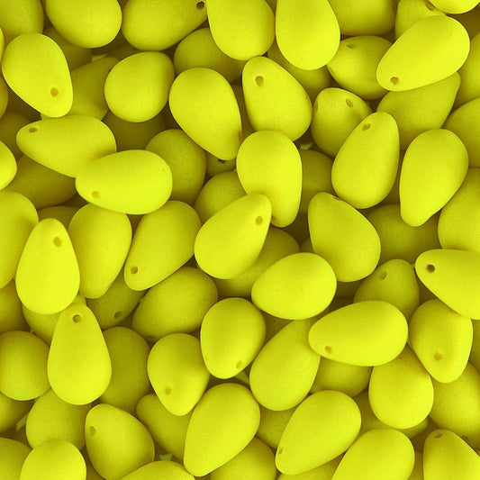 Velvet Beads Drop - 6x9mm - Velvet Neon Yellow (38pcs)