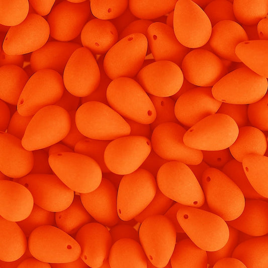 Velvet Beads Drop - 6x9mm - Velvet Neon Orange (38pcs)