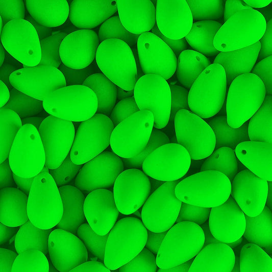 Velvet Beads Drop - 6x9mm - Velvet Neon Green (38pcs)