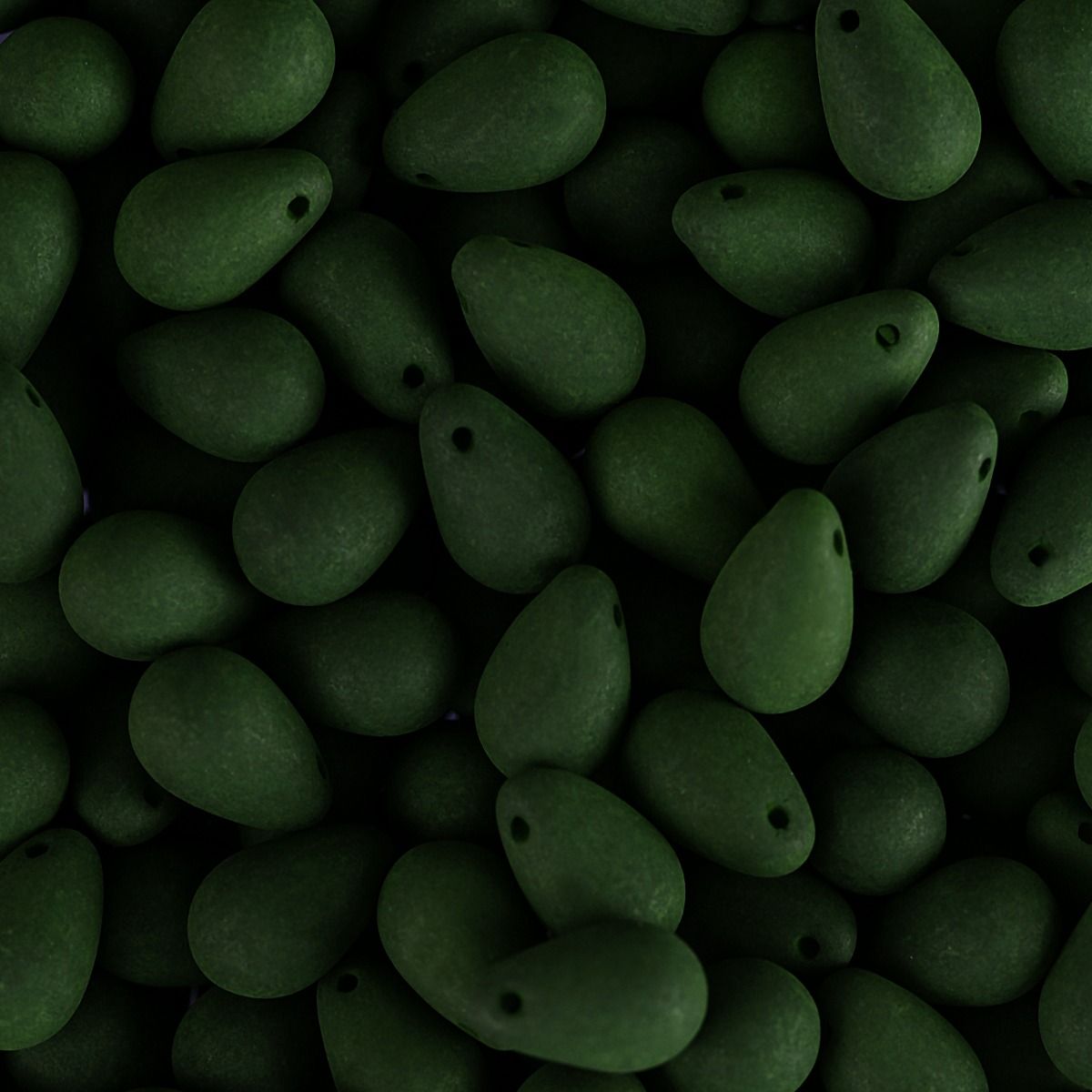 Velvet Beads Drop - 6x9mm - Velvet Dark Green (38pcs)
