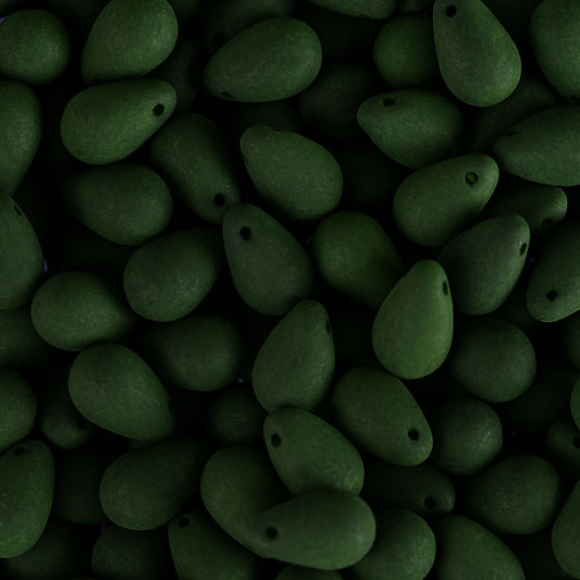 Velvet Beads Drop - 6x9mm - Velvet Dark Green (38pcs)