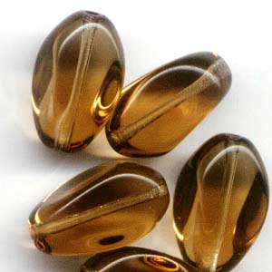 Glass - 12x18mm - 4-Sided Pinched Oval - Smokey Topaz (5)