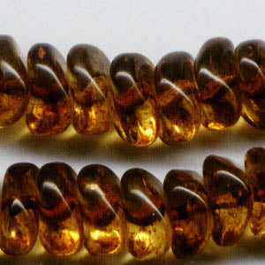 Glass - 9x4mm Wave Nuggets - Mottled Amber (10)
