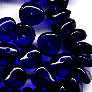 Glass - 9x4mm Wave Nuggets - Cobalt Blue (10)
