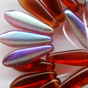 Fringe Beads Dagger Beads - 16mm - Siam Ruby AB (25)