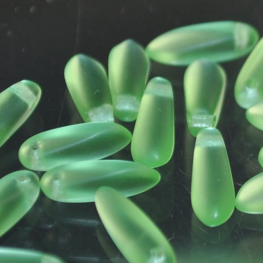 Fringe Beads Dagger Beads - 11mm - Matte Peridot (25)