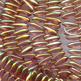 Fringe Beads Dagger Beads - 11mm - Crystal/Pink Lustre (25)