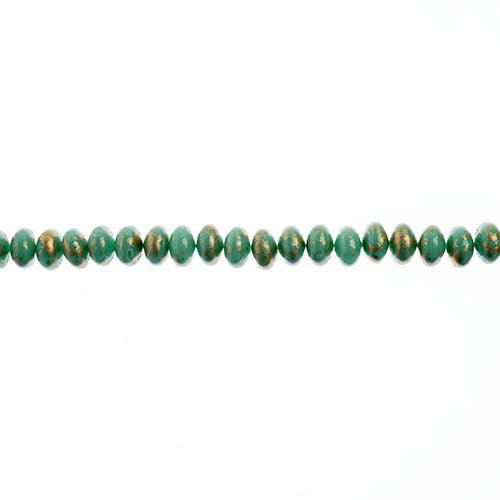 Candy Oval Beads - 4x6mm - Green Turquoise Gold Speckled (Strand)