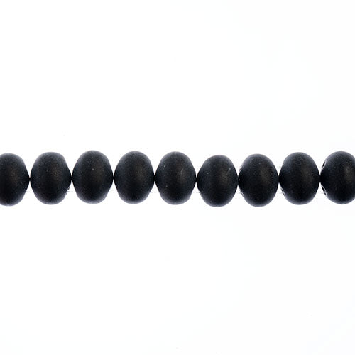Candy Oval Beads - 6x8mm - Black Matte (Strand)