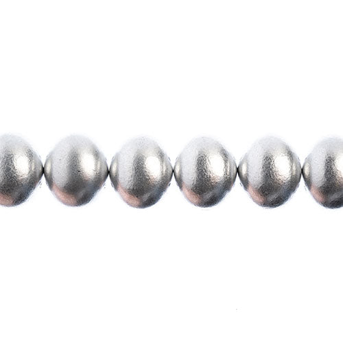 Candy Oval Beads - 10x12mm - Matte Metallic Silver (Strand)