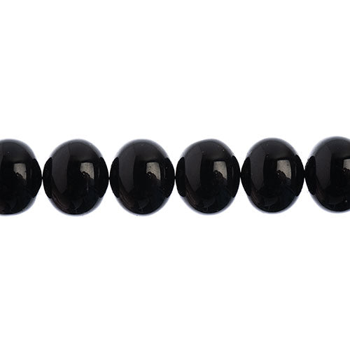 Candy Oval Beads - 10x12mm - Black (Strand)
