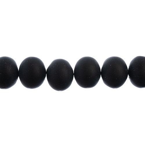 Candy Oval Beads - 10x12mm - Black Matte (Strand)