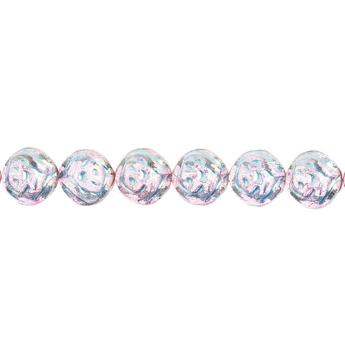 Candy Rose Beads - 8mm - Crystal/ Gold Luster w/Blue (Strand)