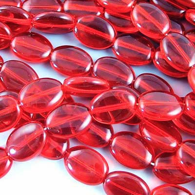 Glass Ovals - 9x12mm Flat Oval - Siam Ruby (15)